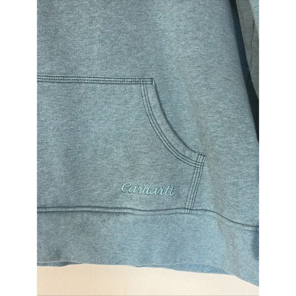 Carhartt Blue 1/4 Zip Hooded Sweatshirt Pullover Hoodie Youth Girl Large 12-14 - Picture 5 of 15